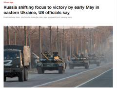 美媒：美情报官员称俄改变在乌行动战略，将取胜目标日期定为5月9日