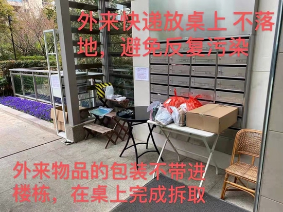 图说：居民志愿者们规范抗疫“手势” 受访者供图（下同）