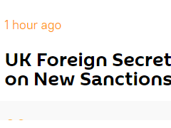 英国外交大臣：正与G7伙伴合作，准备对更多俄银行实施新制裁