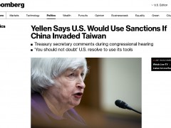 美国议员嫌对俄罗斯制裁不够狠，还趁机拿中国对美财长耶伦施压