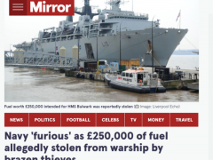 贼胆包天！军舰上价值25万英镑的燃油被偷走，英国海军怒了