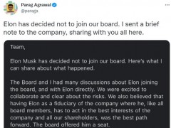 出现反转！推特CEO：马斯克表示他不加入推特董事会