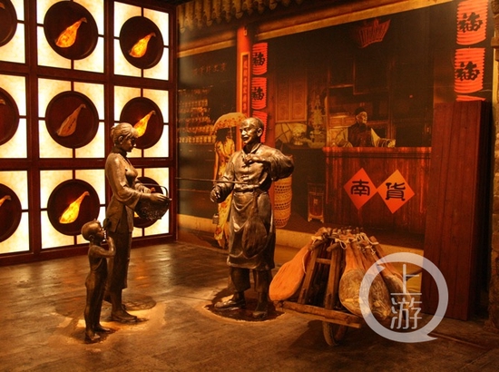 ▲金字火腿博物馆中展示的火腿售卖场景。图片来源/金字火腿官网