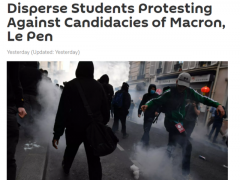 “就像鼠疫霍乱二选一！”法国学生抗议马克龙和勒庞，警方用催泪瓦斯驱散