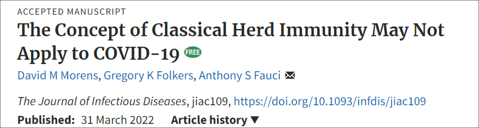 福奇与其他学者共同撰写的群体免疫研究论文 图源：Oxford Academic