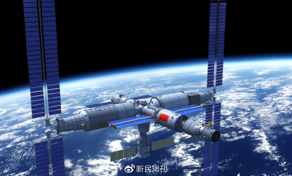 中国空间站效果图。图源：国家航天局。