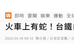 台铁“自强号”列车发现蛇“入侵”， 紧急疏散乘客并封闭车厢