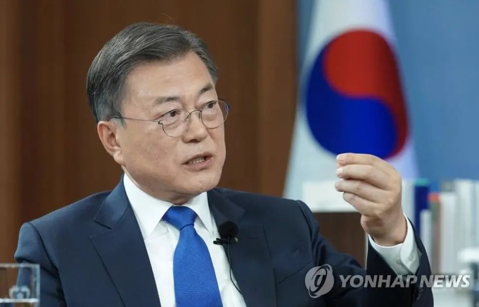 韩国JTBC电视台26日播出即将卸任的韩国总统文在寅采访内容,图自韩联社