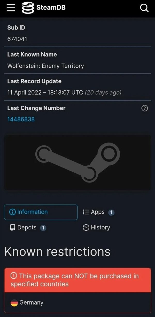 疑《重返德军总部:敌区》Steam德区被禁 敏感元素