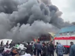 俄罗斯一市场发生火灾 致2人受伤