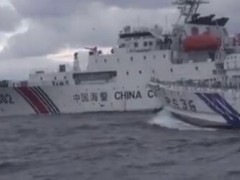 日媒炒作中日钓鱼岛海域针锋相对一幕：中国海警船用LED屏通告日船只离开中国领海