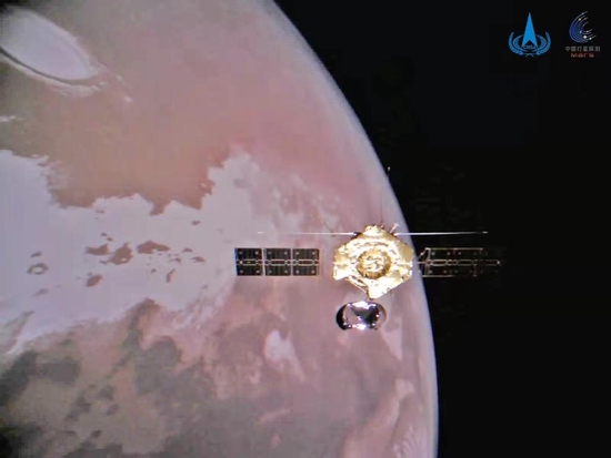 2021年3月4日，国家航天局发布由我国首次火星探测任务天问一号探测器拍摄的高清火星影像图。新华社发（国家航天局供图）