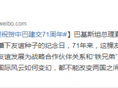 巴基斯坦总理祝贺中巴建交71周年