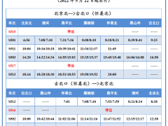 即日起，北京市郊铁路怀密线部分车次临时停运