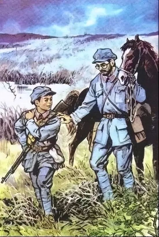 《倔强的小红军》，王惟震绘。