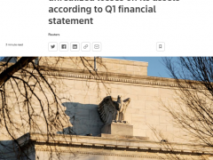 受加息冲击，美联储一季度帐面亏损3300亿美元
