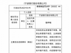 宁波银保监局连开多张罚单，涉4家银行，被罚金额最高290万