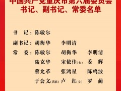 重庆选出新一届市委常委