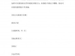 商业计划书封面样本