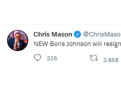英媒编辑：约翰逊今天将辞去保守党领袖职务