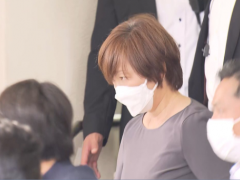 安倍夫人身着灰色裙子一言不发 由10人以上警卫队护送