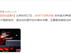 因腿部有伤，王曼昱退出女单半决赛