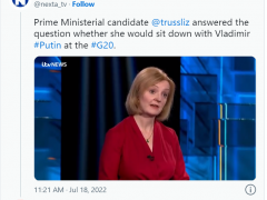 是否会在G20上与普京谈？英首相候选人电视辩论只有她给出这个答案