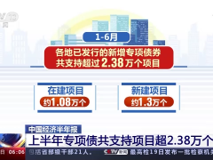 中国经济半年报：上半年专项债共支持项目超2.38万个